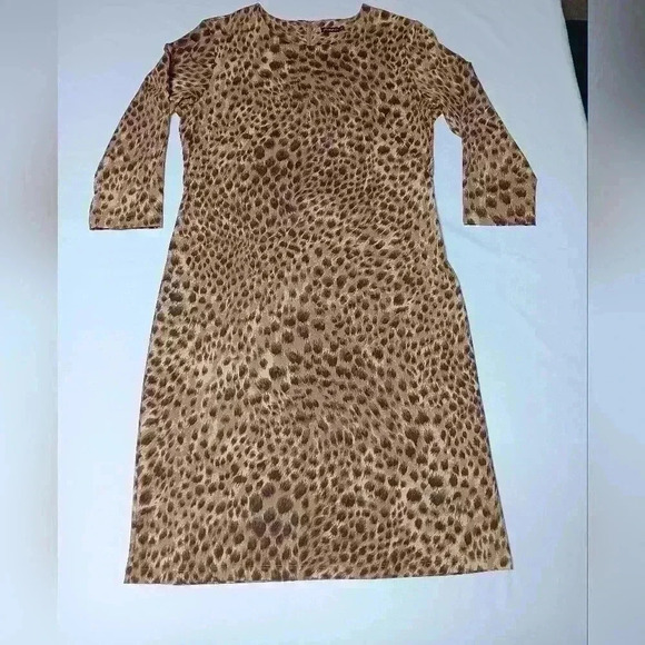 J. McLaughlin Cheetah Print Long Sleeve Dress - Tan and Brown - Picture 7 of 8